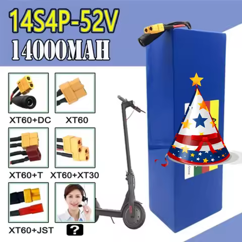 52V Battery 14000mAh for Balance Car, Bike, Scooter, Tricycle 18650 Lithium Battery 14S4P battery pack with BMS