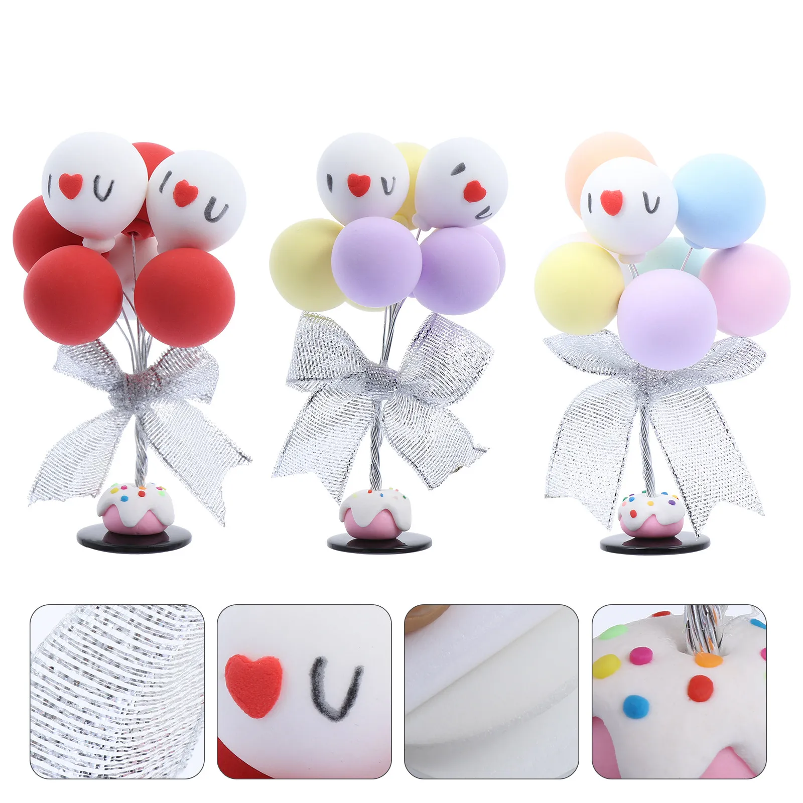 3Pcs Desktop Ornament Clay Balloon Wedding Decoration Confession Balloon Love Letter Gift Wedding Ornament Home Desktop Layout
