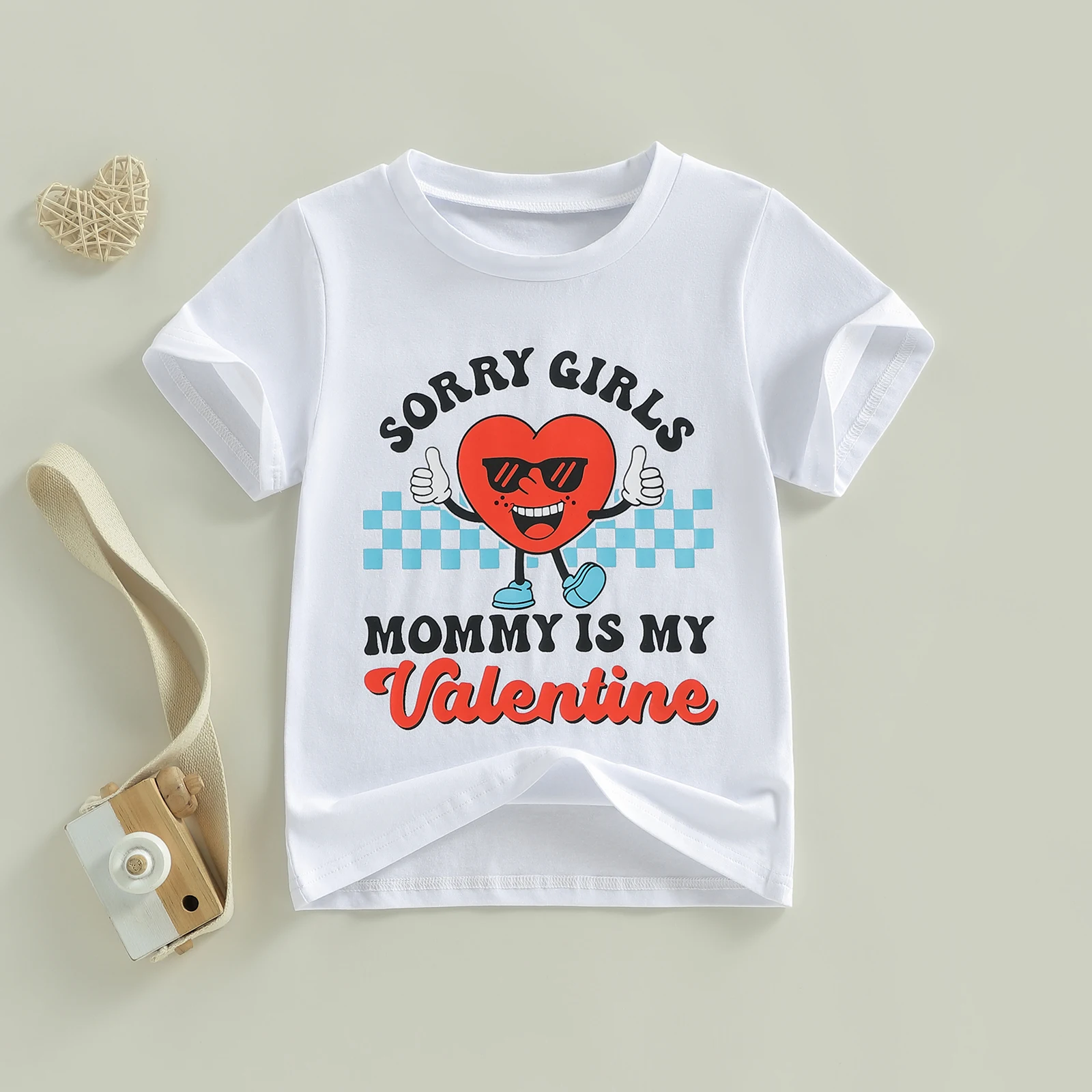 Toddler Boys Valentines T Shirts Fashionable Letters Heart Printed Crew Neck Short Sleeve Tops
