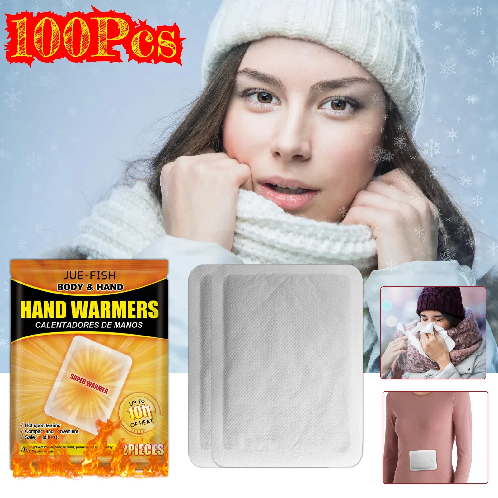 Newest 2-100pcs Portable Warmer Patch Long Lasting Self Heating Patch Winter Cold Prevention and Warmth Essential Portable Patch