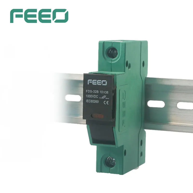 FEEO 1P Automatic CE Certificate DC Solar PV 10x38 1000VDC High Voltage Din Rail Electric Fuse Holder without light without fuse