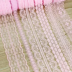 (10 Yards/roll) Pink Color Lace Fabric Ribbon Decoration Gift Wrapping Handmade DIY Material