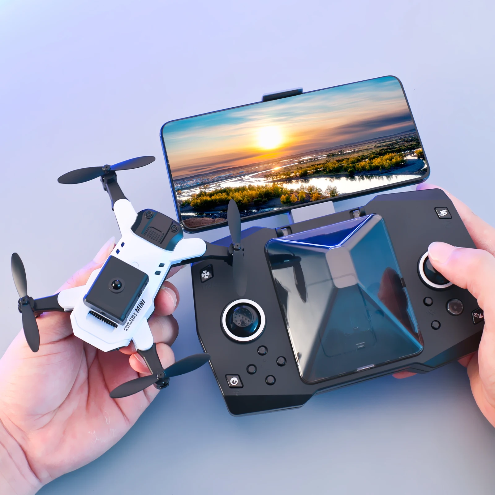 KY912 Mini Drone Professional 4K HD Camera Air Pressure Fixed Height Four-sided Obstacle Avoidance Foldable Quadcopter RC Toys