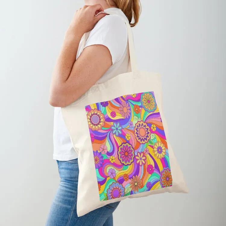 Groovy Psychedelic Flower Power Tote Bag bag luxury women reusable shopping bag Shopper handbag