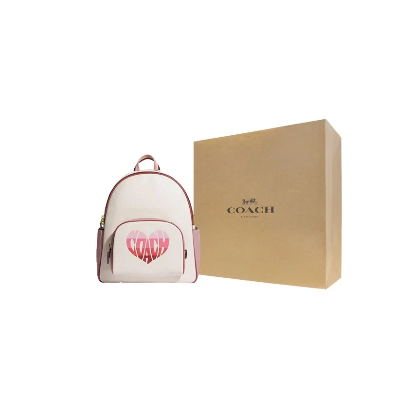 COACH Court Cow Leather With Textile Backpack Large Women's White & Pink CA246-IMCAH view 4