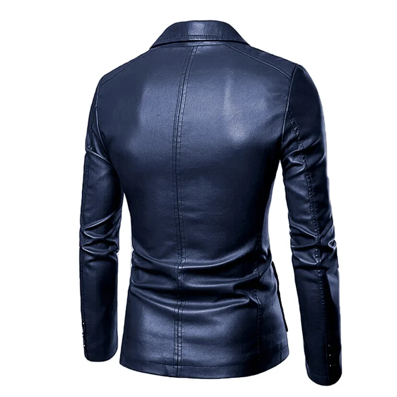 Men's Retro Leather Jackets Casual Autumn Winter Crazy Horse Leather Sport Coats Male Slim Fit Fashion Leather Suits Tuxedos