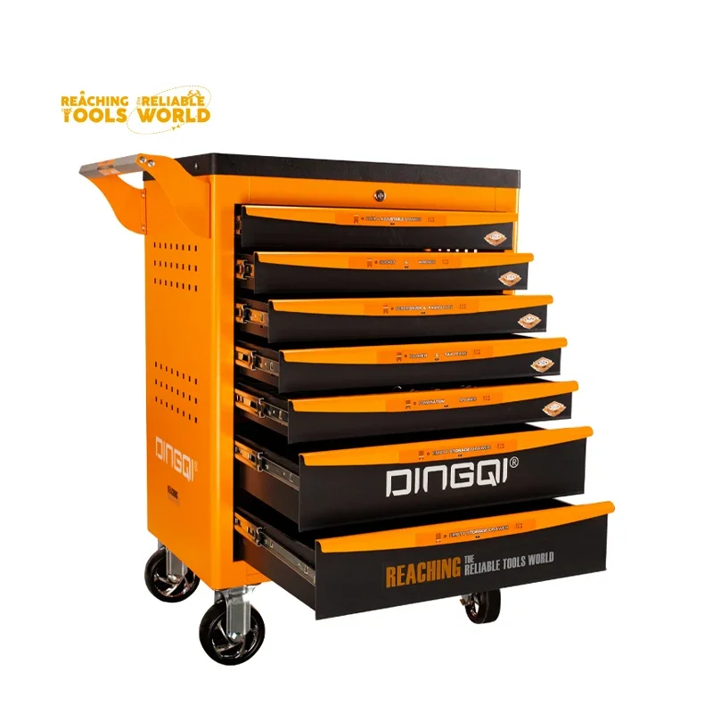 Dingqi New Product Heavy Duty Stainless Steel Tool Chest 7 Drawers Tool Cabinet Cart Trolley For Car Repairing Tool set