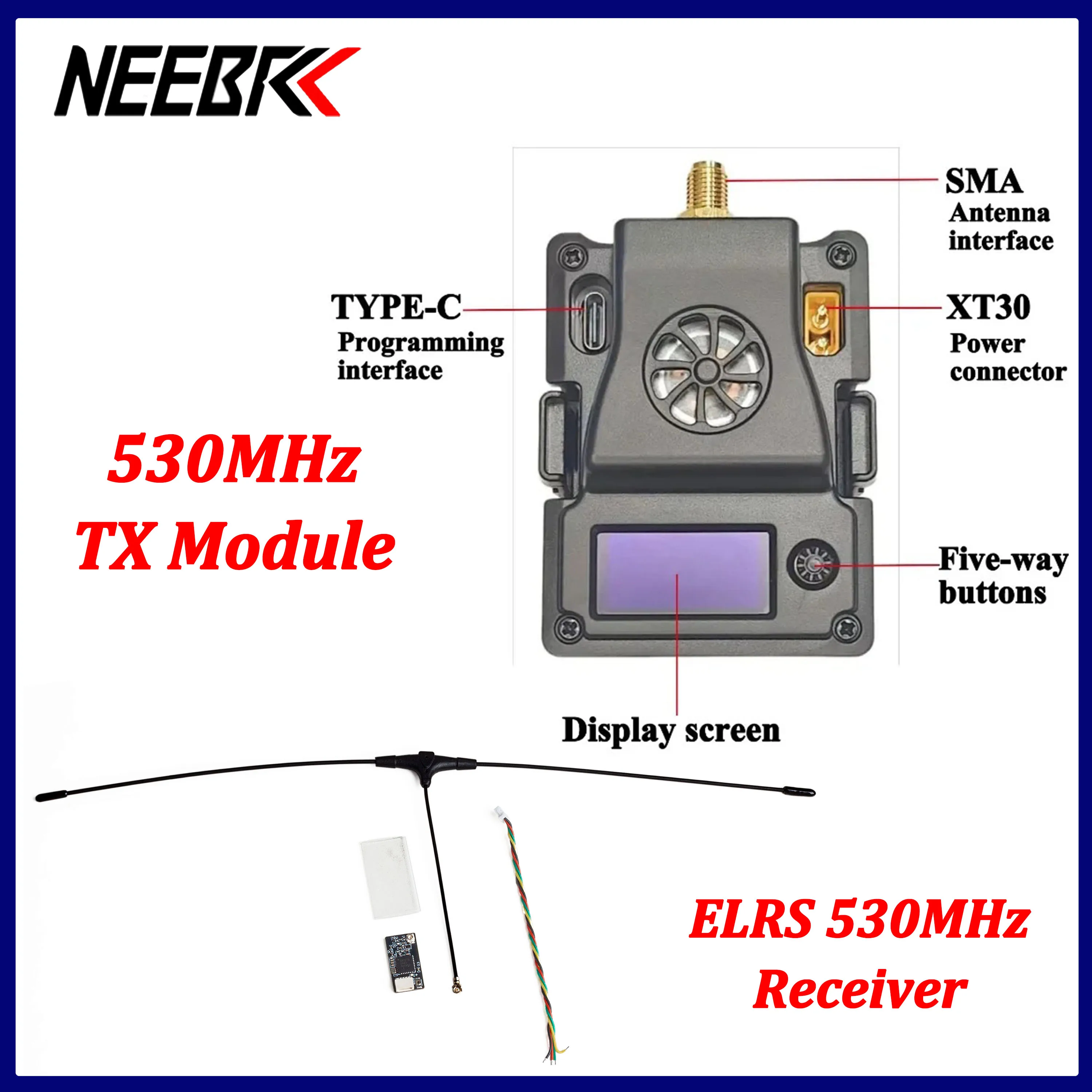 NEEBRC ELRS 530MHz TX Module Mini Receiver Drone RX ExpressLRS Long Range for FPV Long-distance Quadcopter Freestyle X-Class DIY