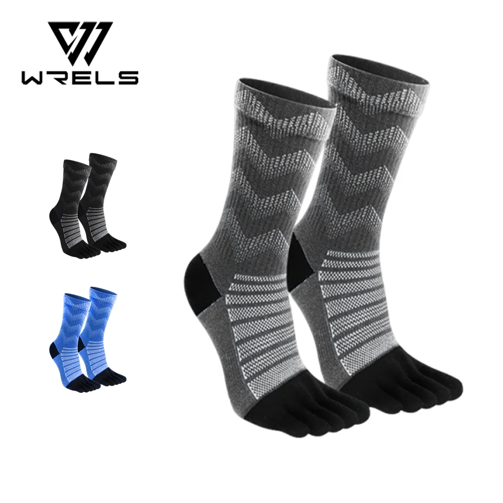 WRELS 1/2/3 Paar Merinowoll-Socken, bequem, elastisch, mit fünf Zehen, stoßdämpfend, atmungsaktiv, feuchtigkeitsableitend, Laufsocken, geruchsneutral.