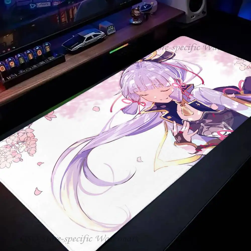 Kamisato Ayaka Anime Genshin Impact Mousepad Non-slip Suitable For Office Computers Laptops E-sports Game Desk Mats XXL Keyboard