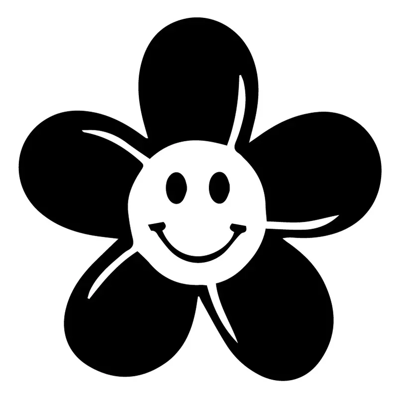 

Car Sticker Smile Daisy Cartoon Car Sticker Window Bumper PVC Decal Accessories Waterproof Sunscreen Black/White,16cm*16cm