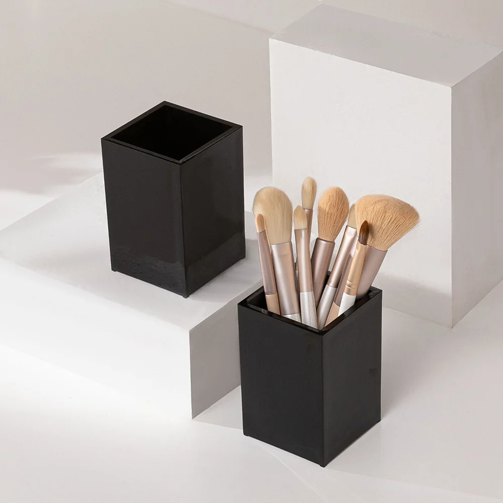 

2Pcs Acrylic Pen Pencil Holder Makeup Brush Organizer Cup Desk Storage Organizer Brush Holder for Desktop Vanity