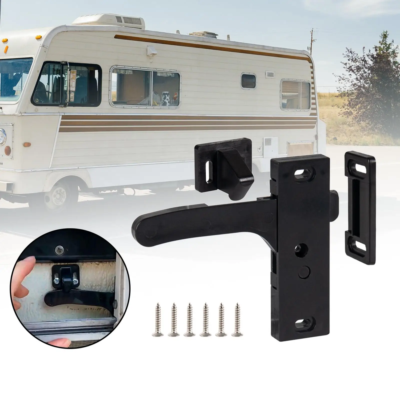 RV Screen Door Latch Replacement Parts Right Hand Accessories Screen Door Latch and Handle Kit for RV Cargo Travel Trailer