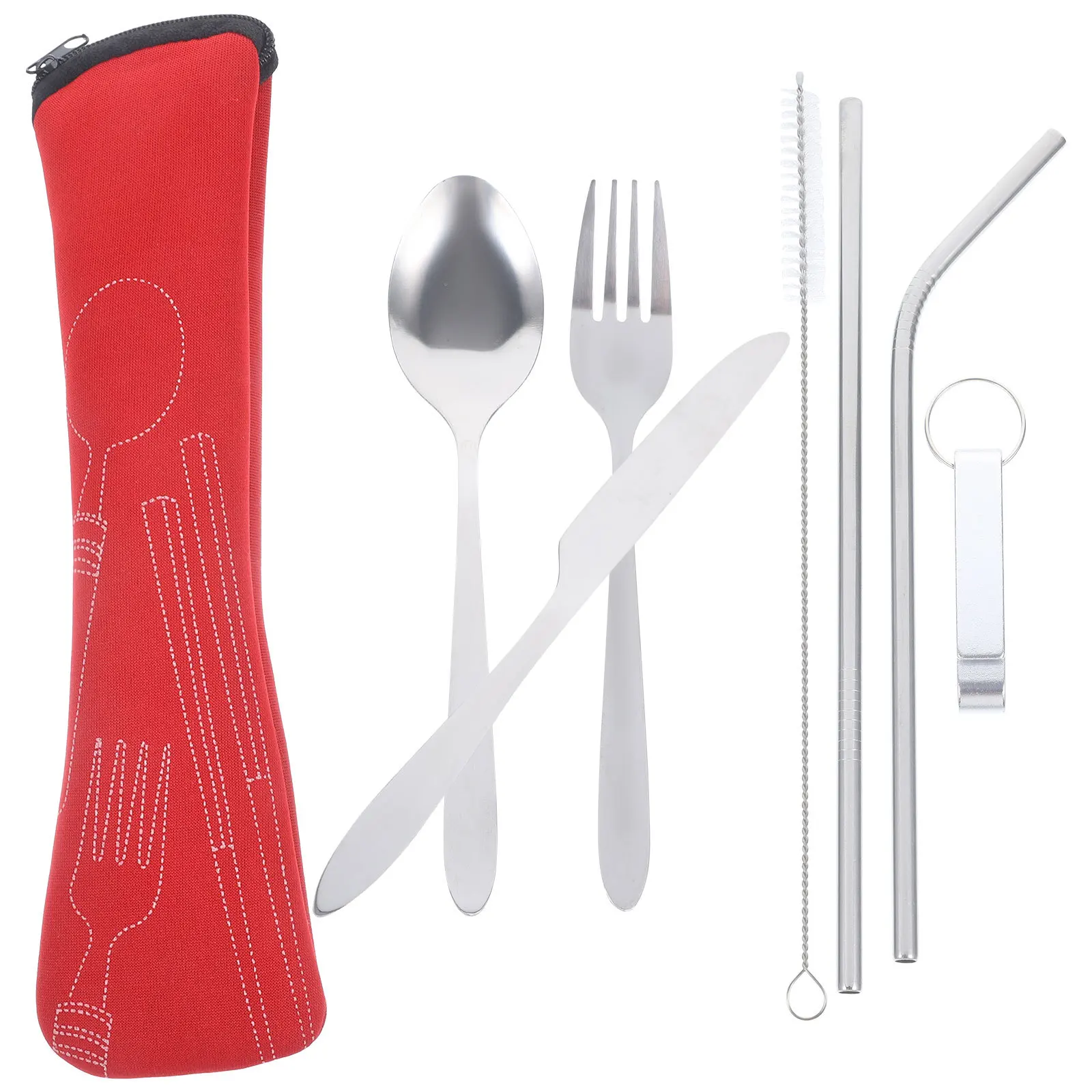 

1Set Portable Cutlery Set Stainless Steel Dinnerware Kit for Adults Kids Dishwasher Safe Outdoor Indoor Use Elegant Travel