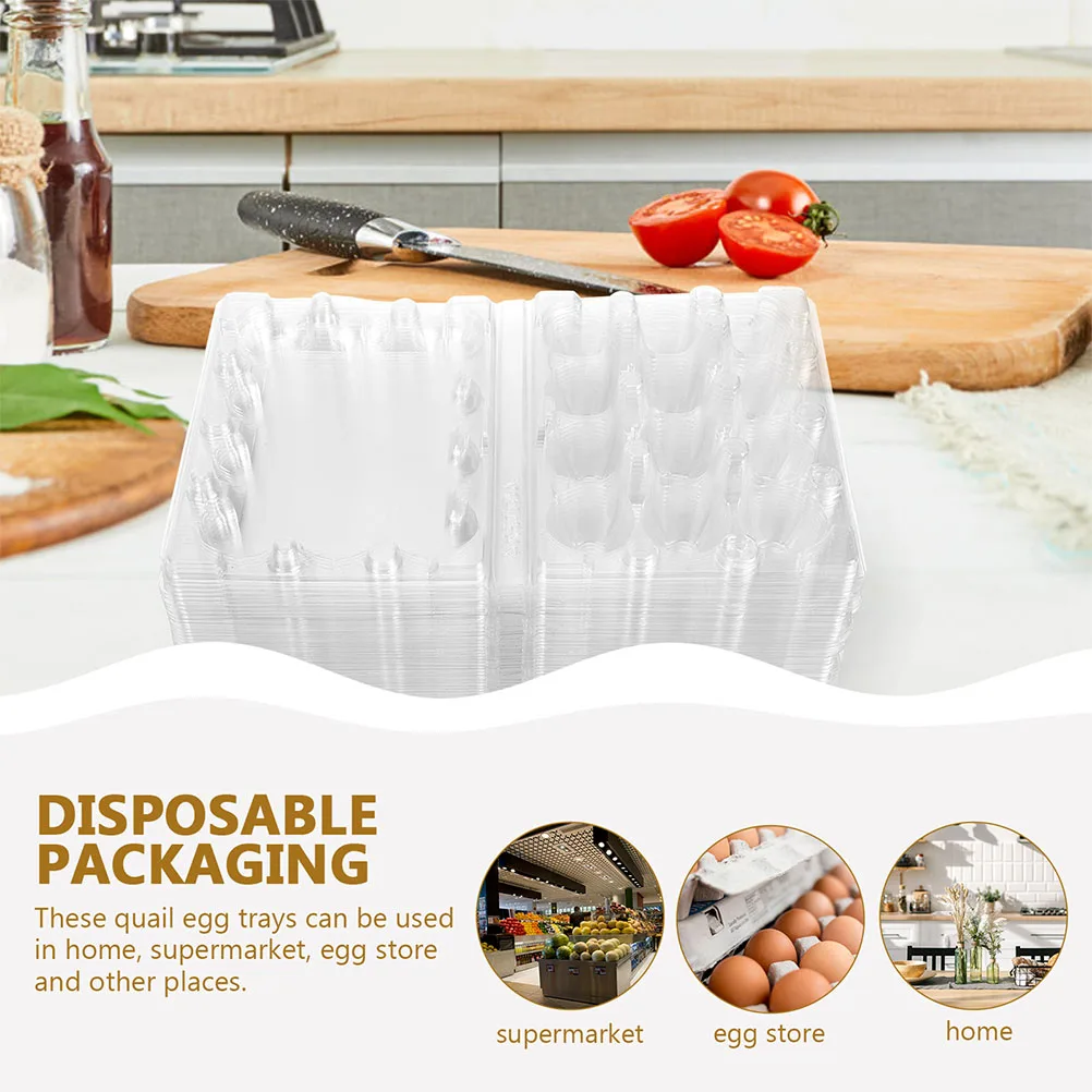 

20pcs Transparent Quail Egg Tray Container Plastic Holder Bulk Cartons Kitchen Storage Easy Clean Durable Safe Clear Color View