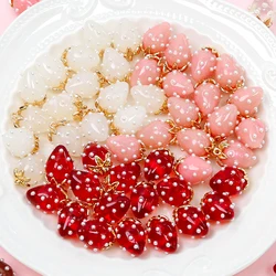 High quality Japanese sweet cute resin strawberry pendant beaded DIY necklace bracelet earrings material accessories