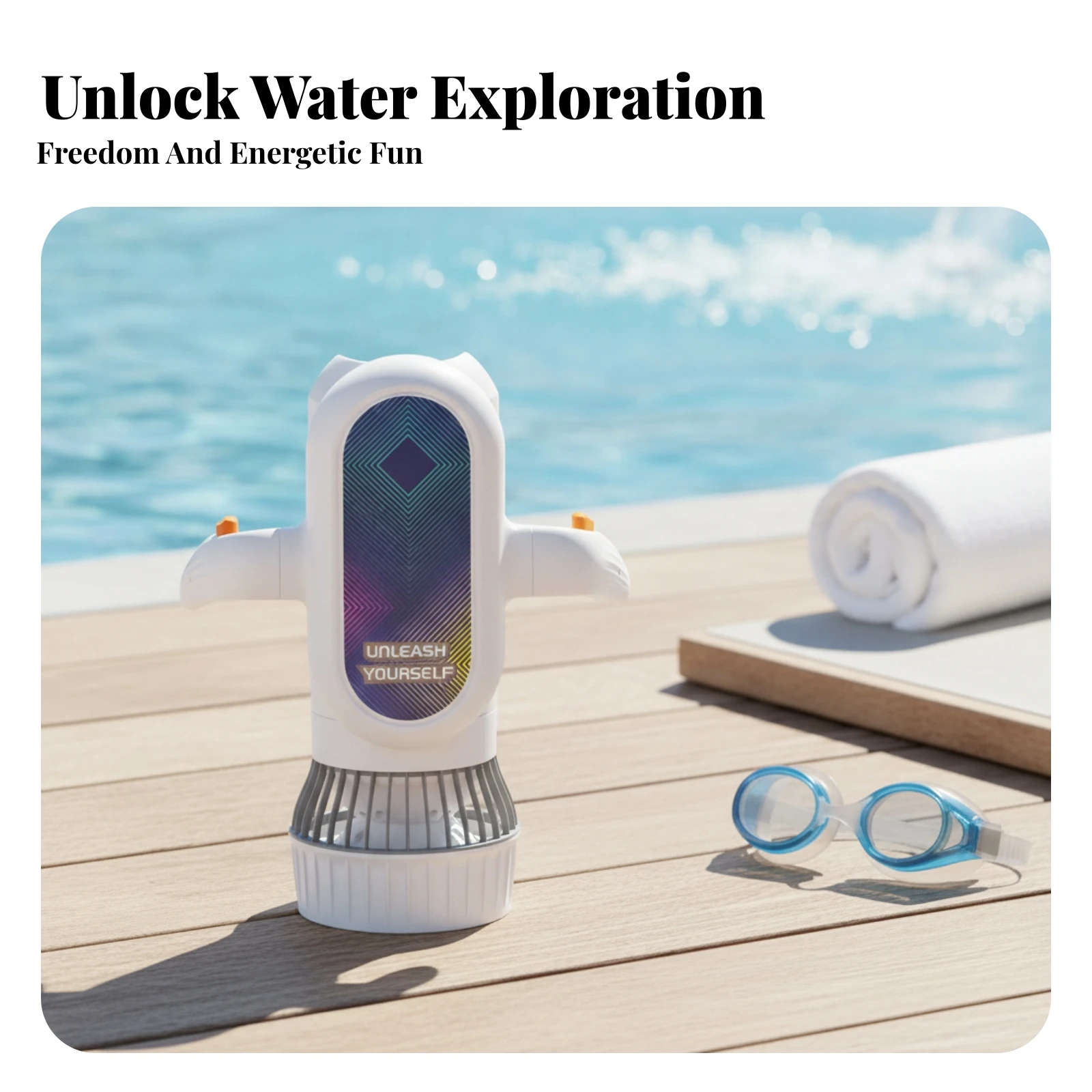 Water Sport Gear Side Grips Swimming Propulsion Device Patterned Top Panel Handheld Underwater Scooter for Snorkeling