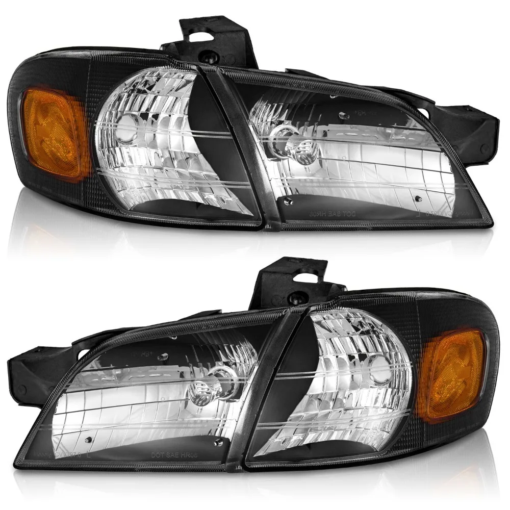 

Pair Headlights + Corner Lamps For 1997-2005 Chevy Venture Pontiac Montana Black