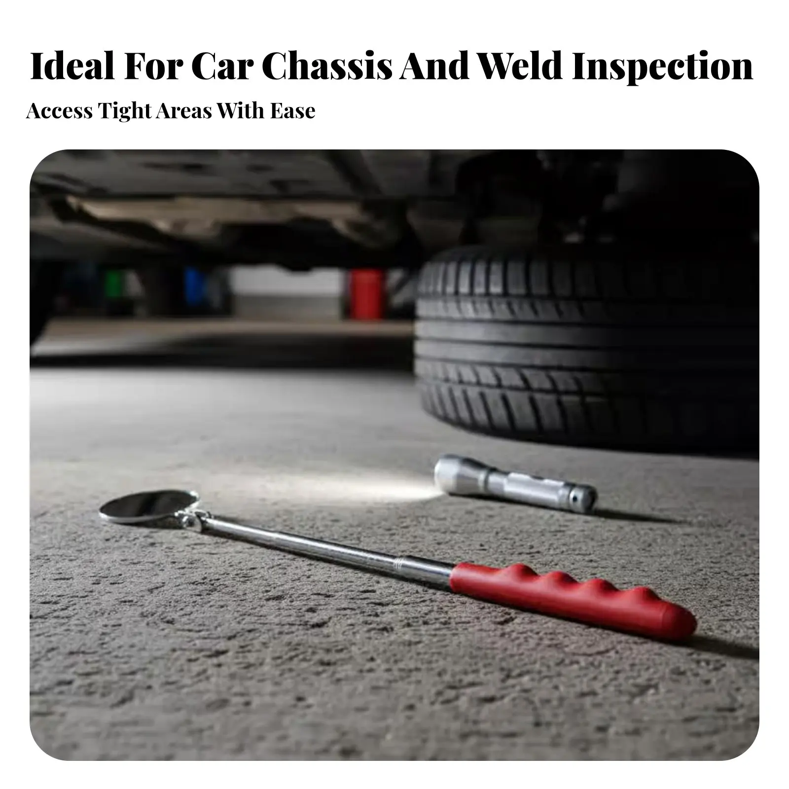 

Telescopic Inspection Mirror Adjustable Reach Extendable Mechanic Mirror Retractable Inspection Tool Clear Distortion-Clear View