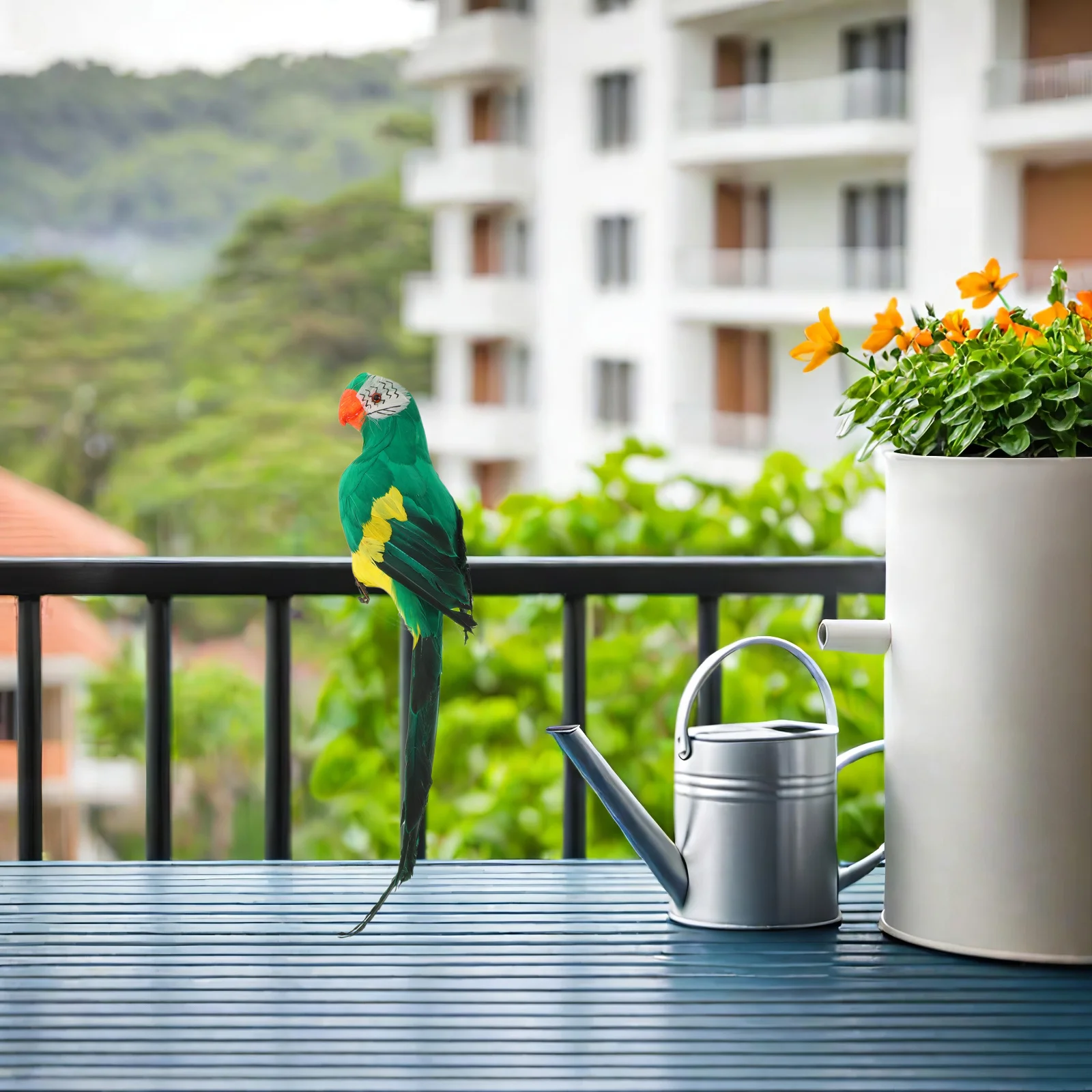 

45cm Lifelike Artificial Parrot Decoration Realistic Feathered Bird Prop for Indoor Outdoor Garden Party Decor