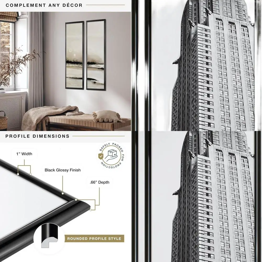 

Глянцевая черная рамка для плаката 13,5x40, 2 шт., для настенных фотографий, плакатов и художественных отпечатков