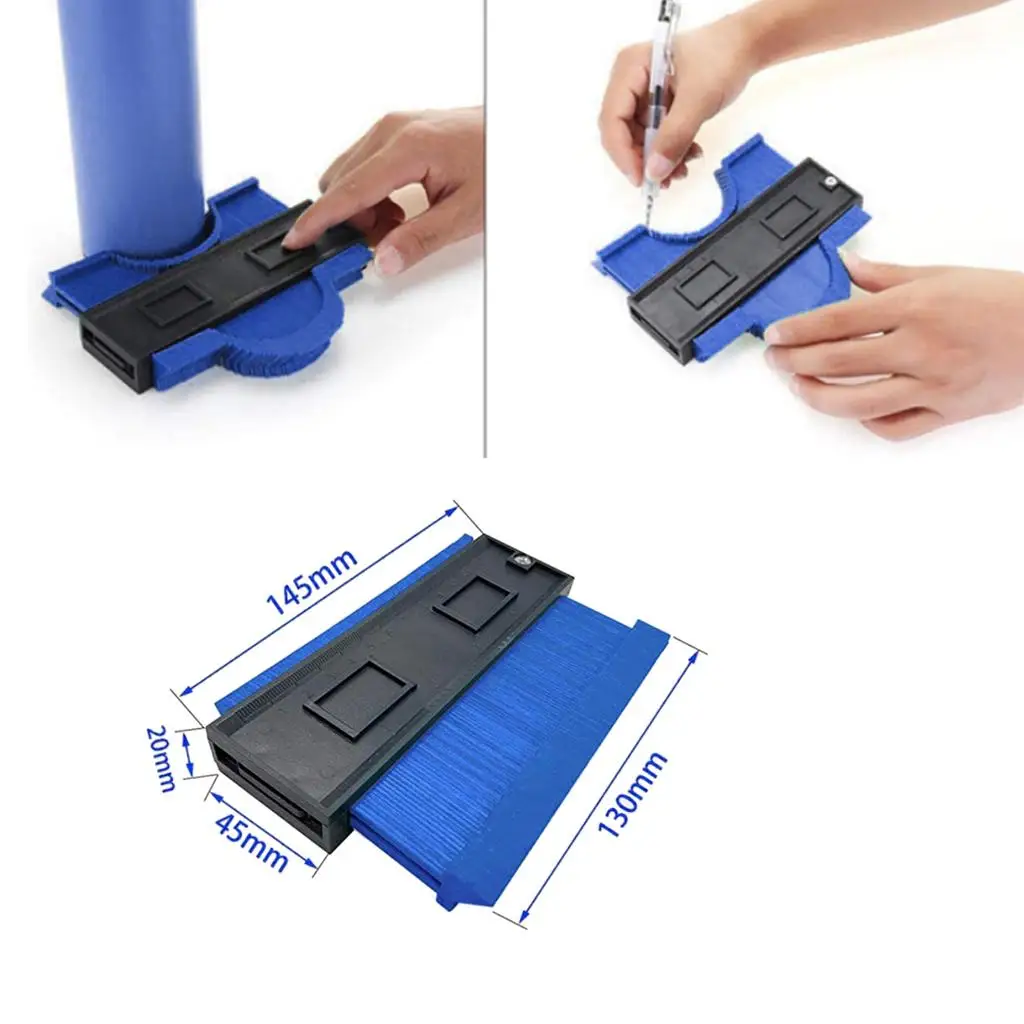 Profile Gauge Duplicator, 4.7Inch Plastic Woodworking Shape Tracing Template Measuring Tool, Pipe Tile Frame Gauge