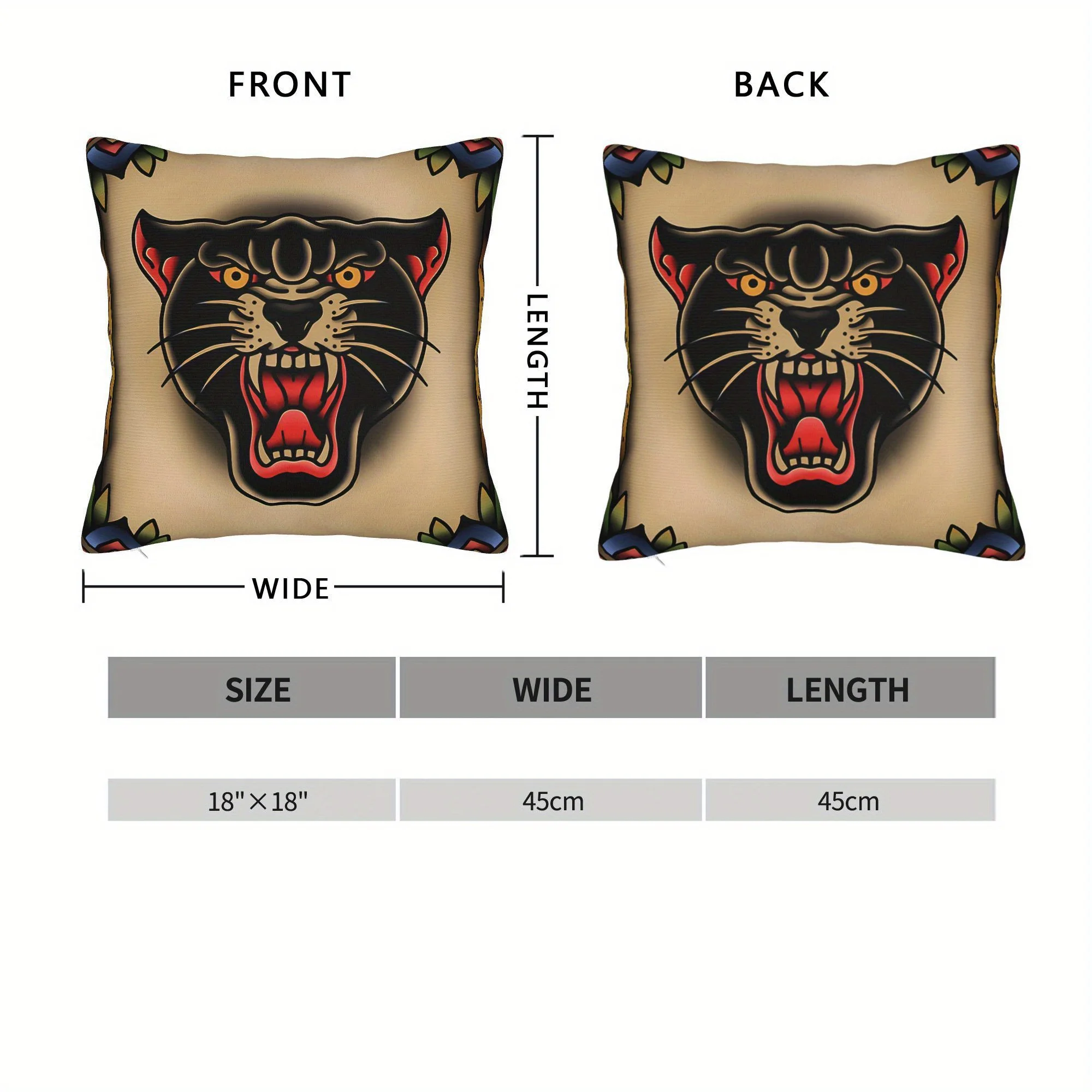 Customize Tattoo Panther Throw Pillowcase for Sofa Coussin Covers Decorative