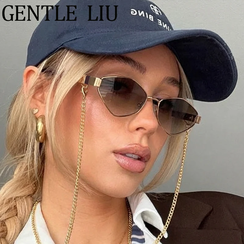 

Hexagon Punk Sunglasses Women With Chain 2026 Luxury Brand Vintage Polygon Outdoor Travelling Sun Glasses For Lady Eyewear Shade
