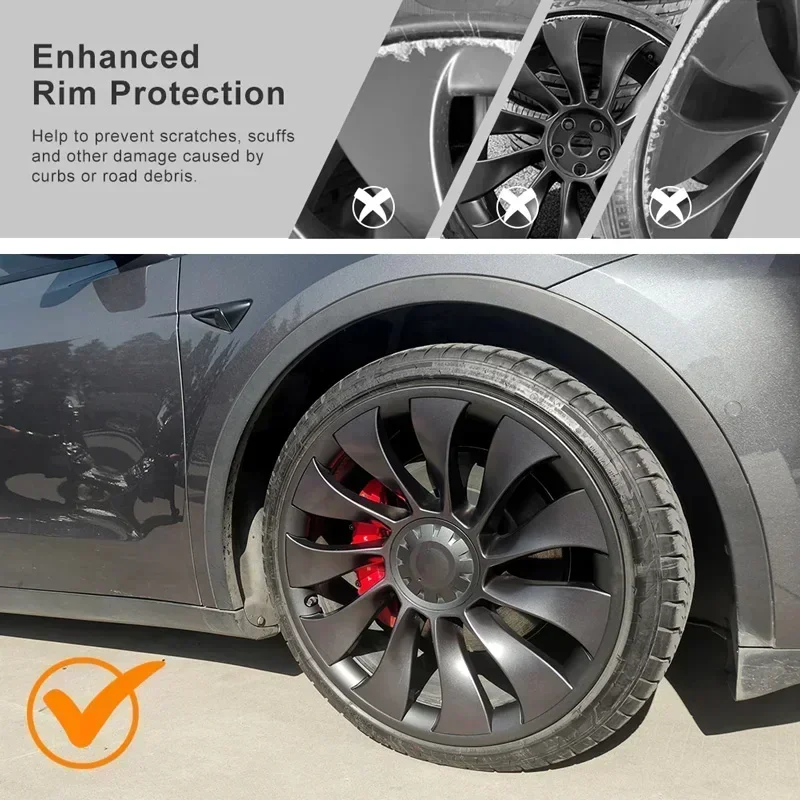 For Tesla Model Y 21 Inch Rim Wheel Hub Protection Patch Protectors ABS Wheel Guard Covers Accessories Auto Exterior 2018-2024