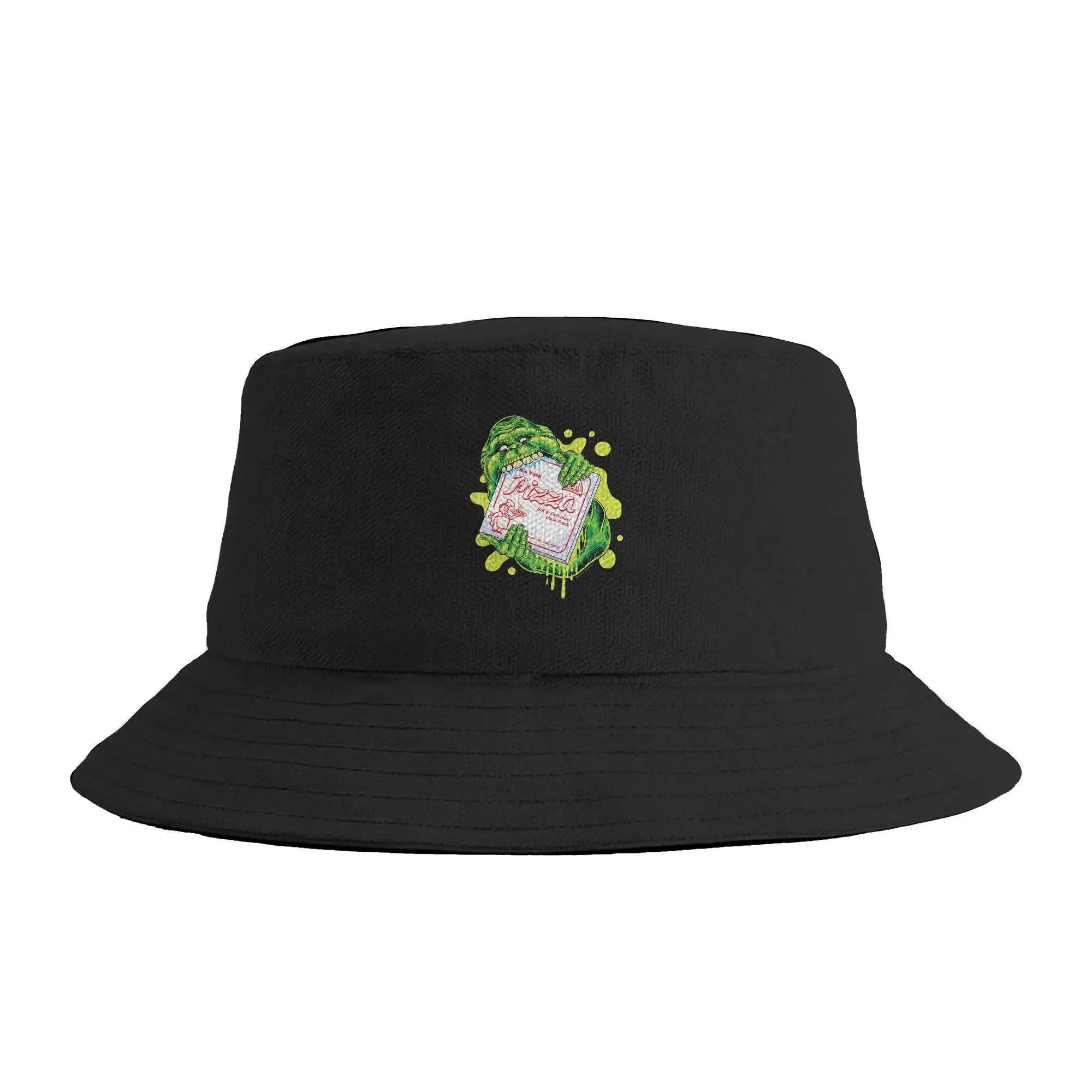 Ghost Movie Empire Slimer Eating Pizza Bucket Hat  Outdoor Fisherman Caps Foldable Beach Travel Visor Hats For Unisex Casual Cap
