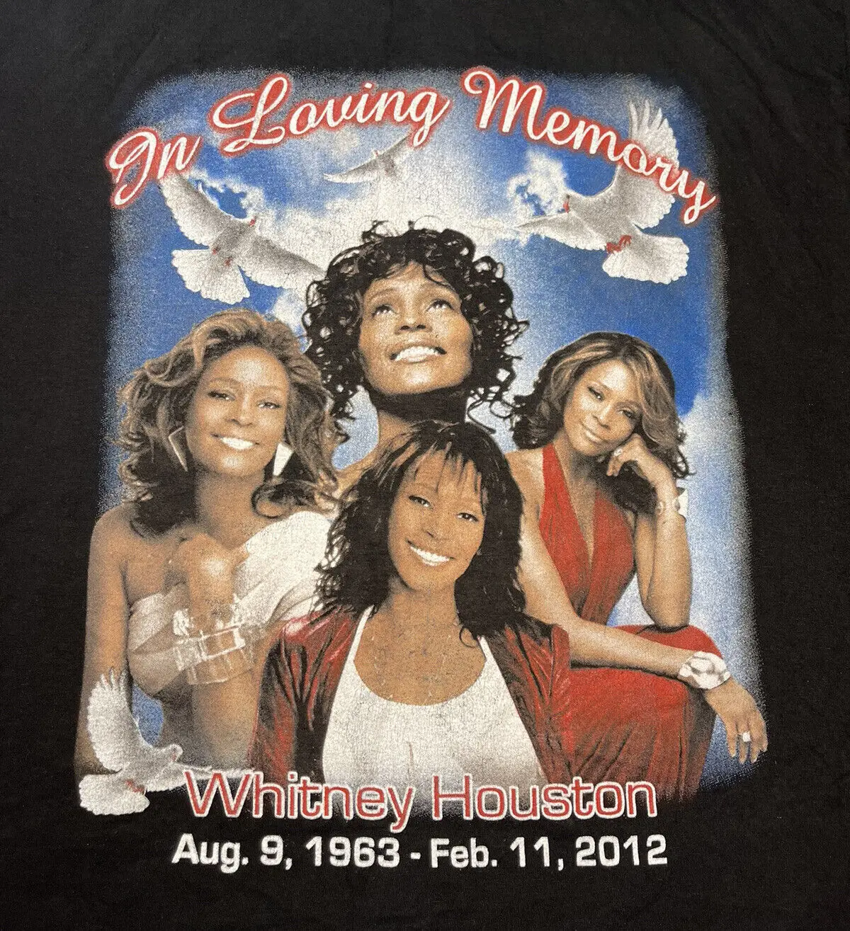 VTG 2012 Whitney Houston Memorial Shirt Classic Black Unisex S-5XL NE1421