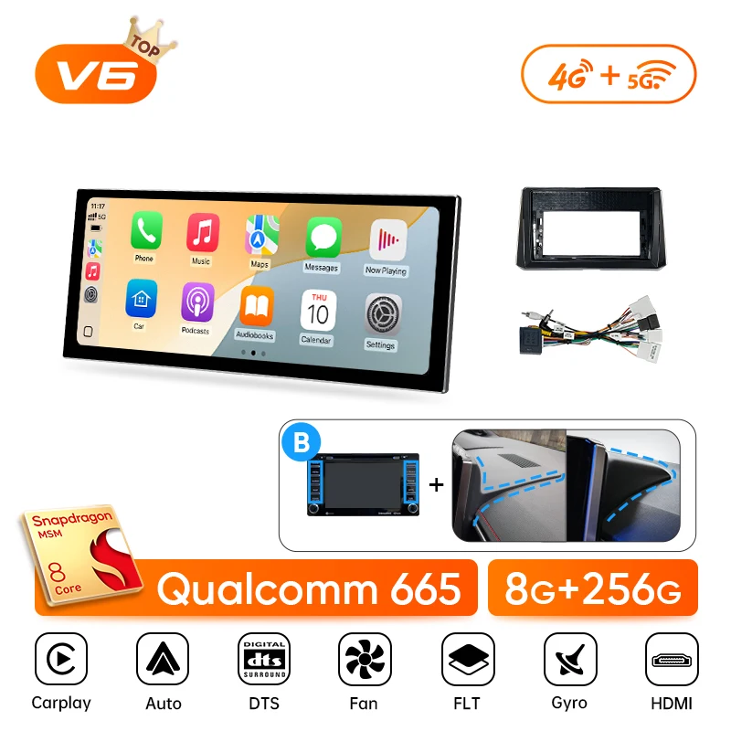 Ainavi 12.3 inch autoradio voor Toyota Corolla E210 2019 2020 2022 2024 2026, draadloze Carplay, Android Auto, multimediaspeler, BT 5.0, gyroscoop, HDMI-uitgang, gebaarbesturing, ingebouwde