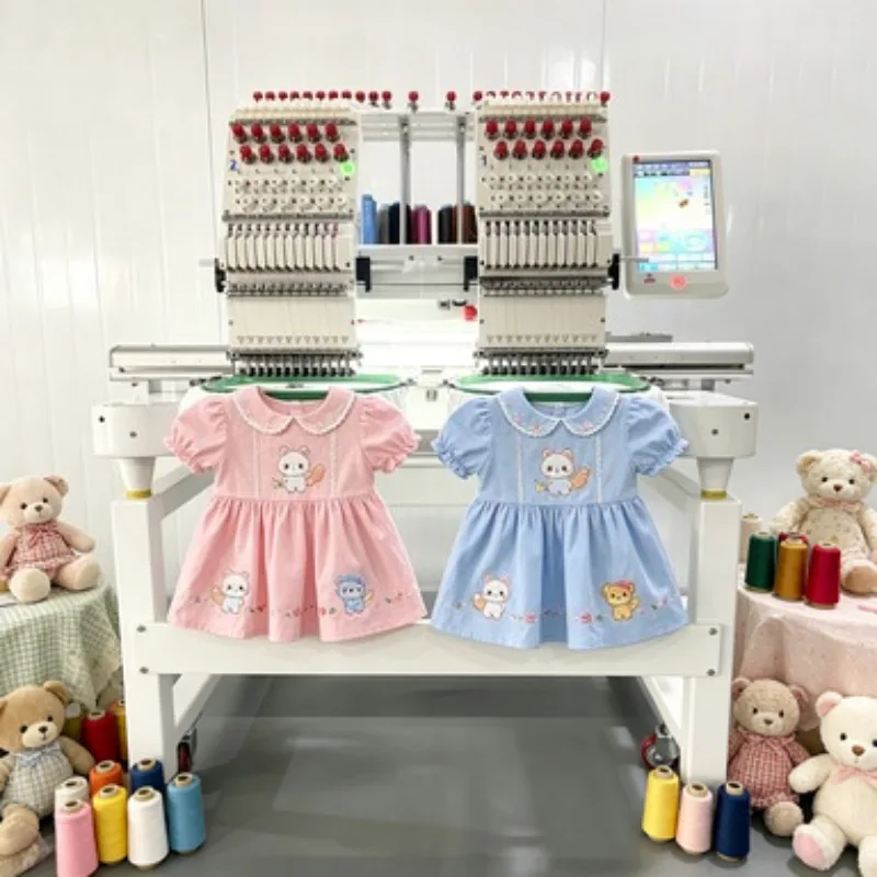 High Accuracy Embroidery System 6 Heads 20 Needles Dual Output Embroidery Machinery for High Volume Production