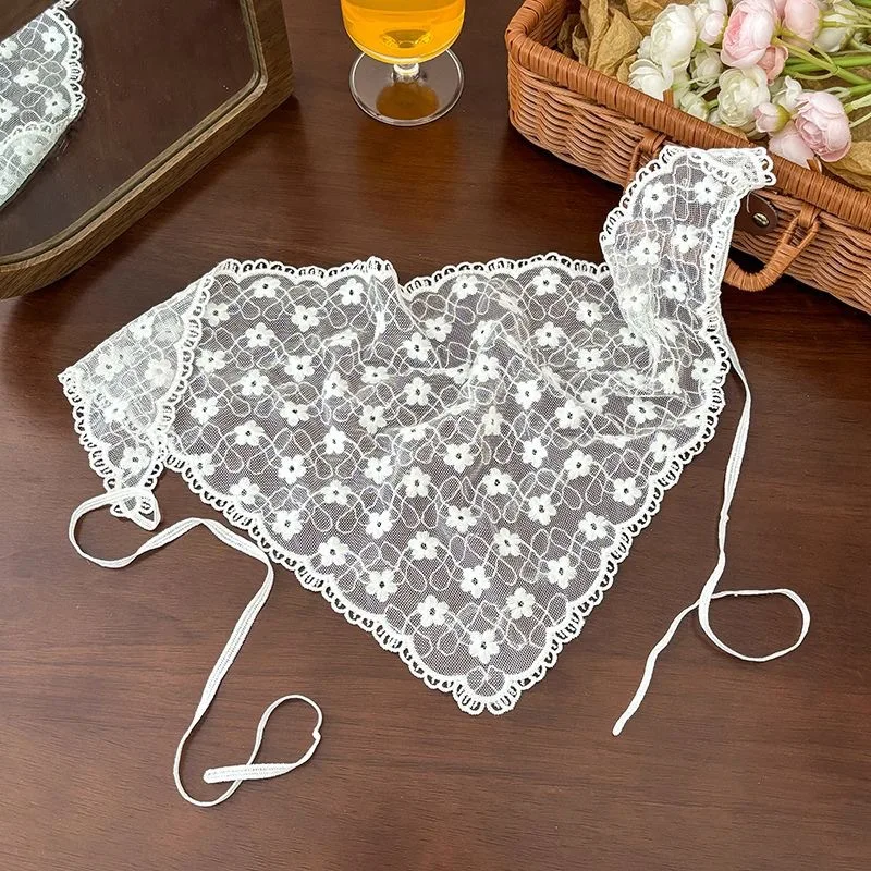 Multi Functional Triangle Scarf Cream Color Lace Waist Tie Belt Headband Bohemian Style Women Accessories - view 6