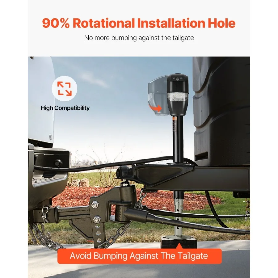 Martinetto per rimorchio elettrico Jack per linguetta di potenza elettrica per camper da 5000 libbre per carichi pesanti con connettore a 2 vie Manovella per telecomando Weathe