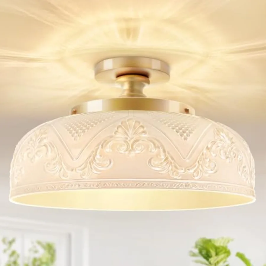 

Semi Flush Mount Ceiling Light 12 Inch Large Ceiling Light Fixture 3-Light Globe White Glass Farmhouse Kitchen Lighting Fixture