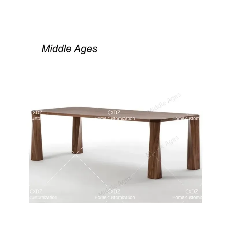Medieval Style Wabi Sabi Retro Solid Wood Dining Table Walnut High End Rectangular Desk Long Table for Home