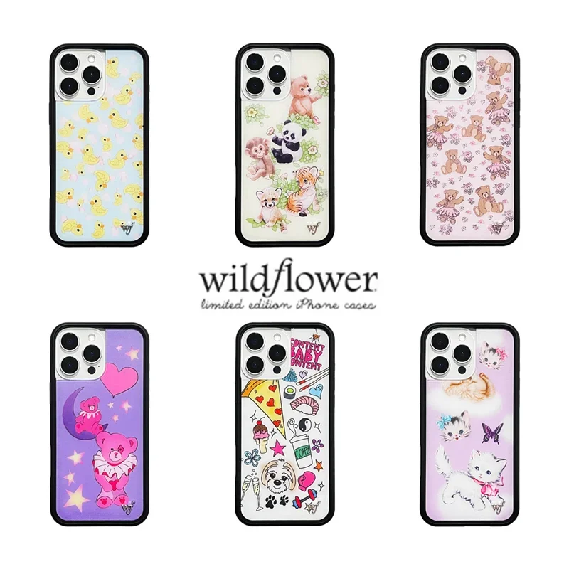Wildflower Anime 3D Bär-y Ballett Handyhülle für iPhone 12 13 14 15 16 Pro Max Plus wf Kätzchen Ente Niedliche Cartoon Panda Bär Cover