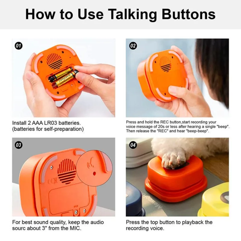 Pet Sound Box Recordable Talking Dog Button Cat Squeeze Box Toys Voice Recorder Talking Toy For Pet Communication Training Tool