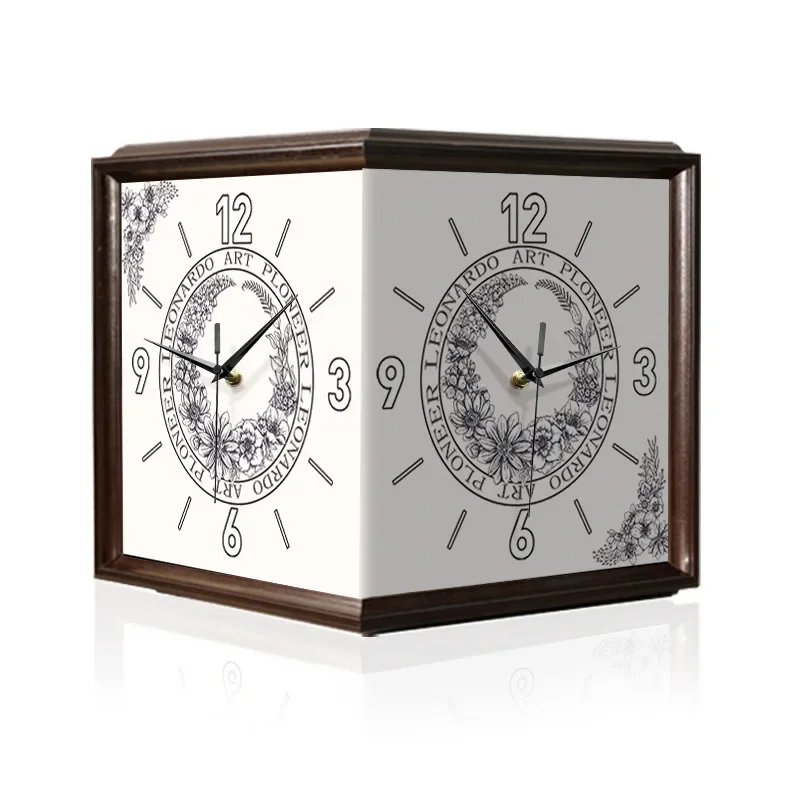 Living room corner double-sided wall clock, no punching creative clock wall lamp