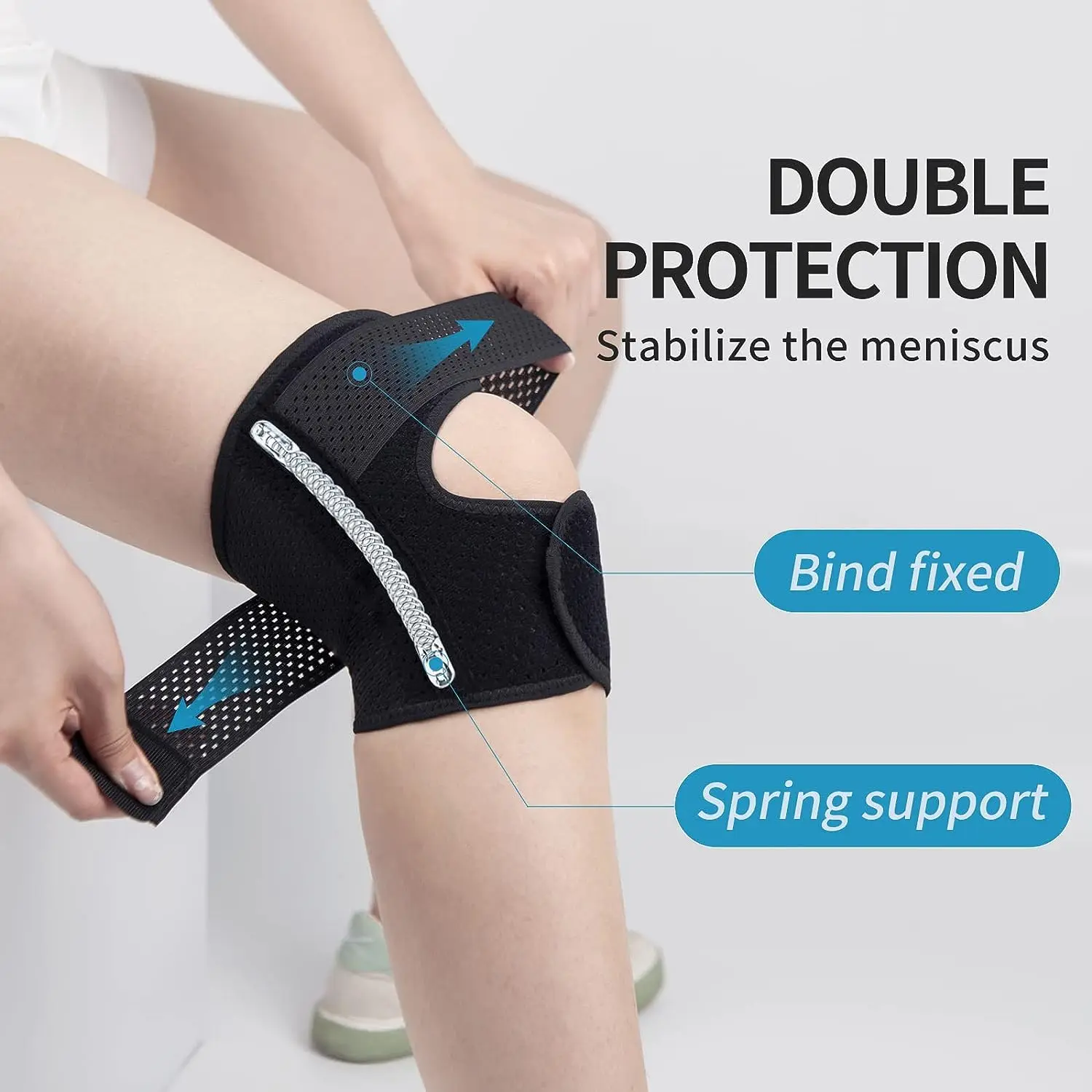 Knee Brace with Side Stabilizers Relieve Meniscus Tear,Joint Pain,Sports Injuries,Breathable Adjustable, Running Workout Sports