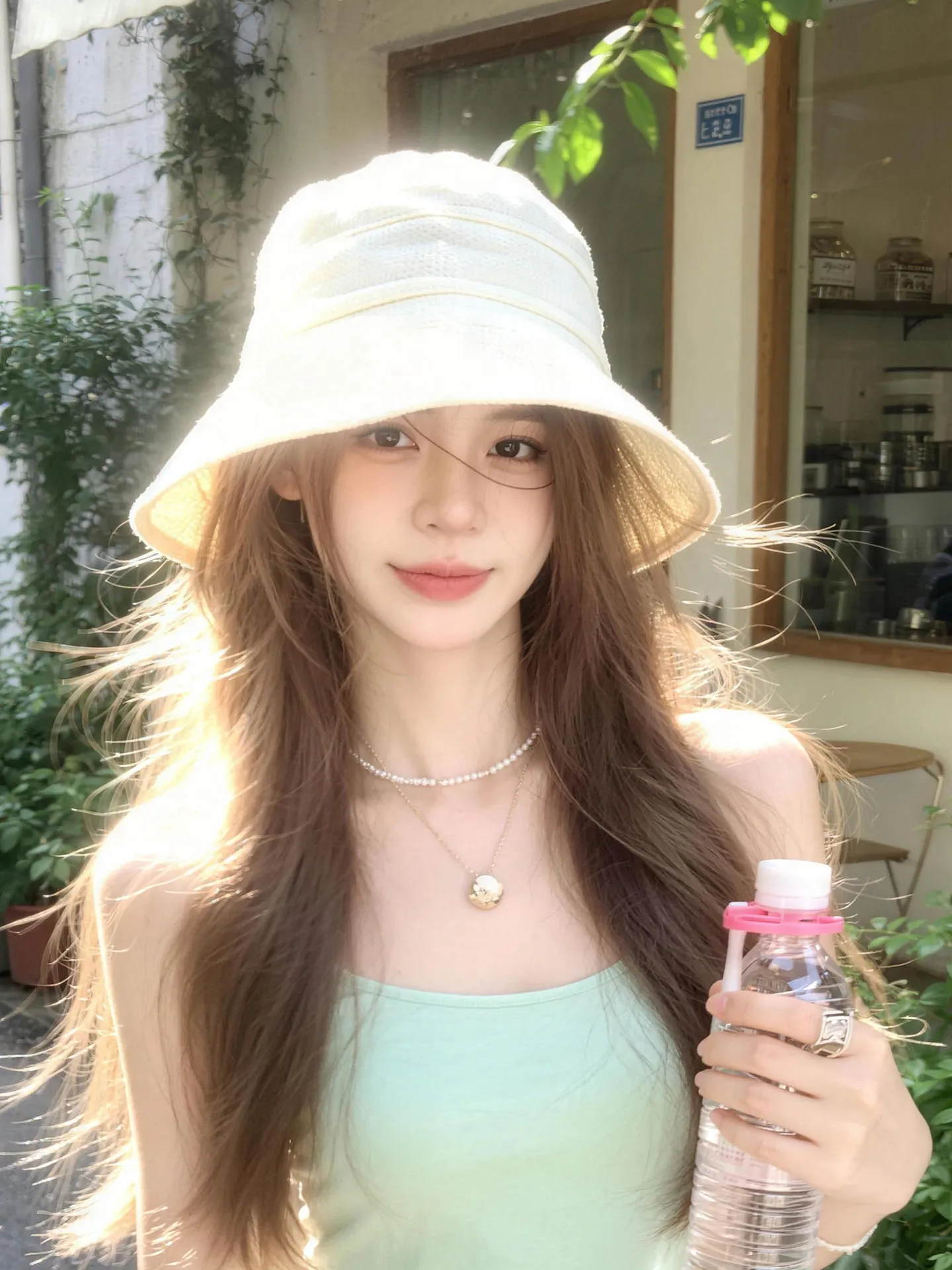 Hat women's summer new sunshade bucket hat UV protection breathable face small sweet sunscreen hat