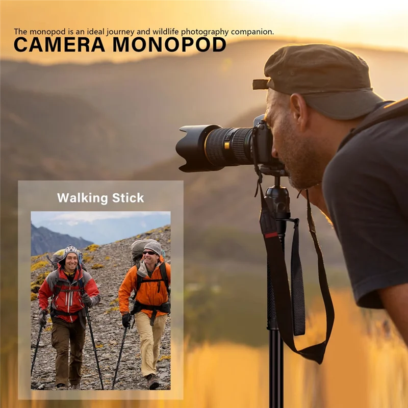 

E222 Camera Mount Adapter Aluminium Monopod Photography Walking Stick Lightweight For Canon Sony Video Camera