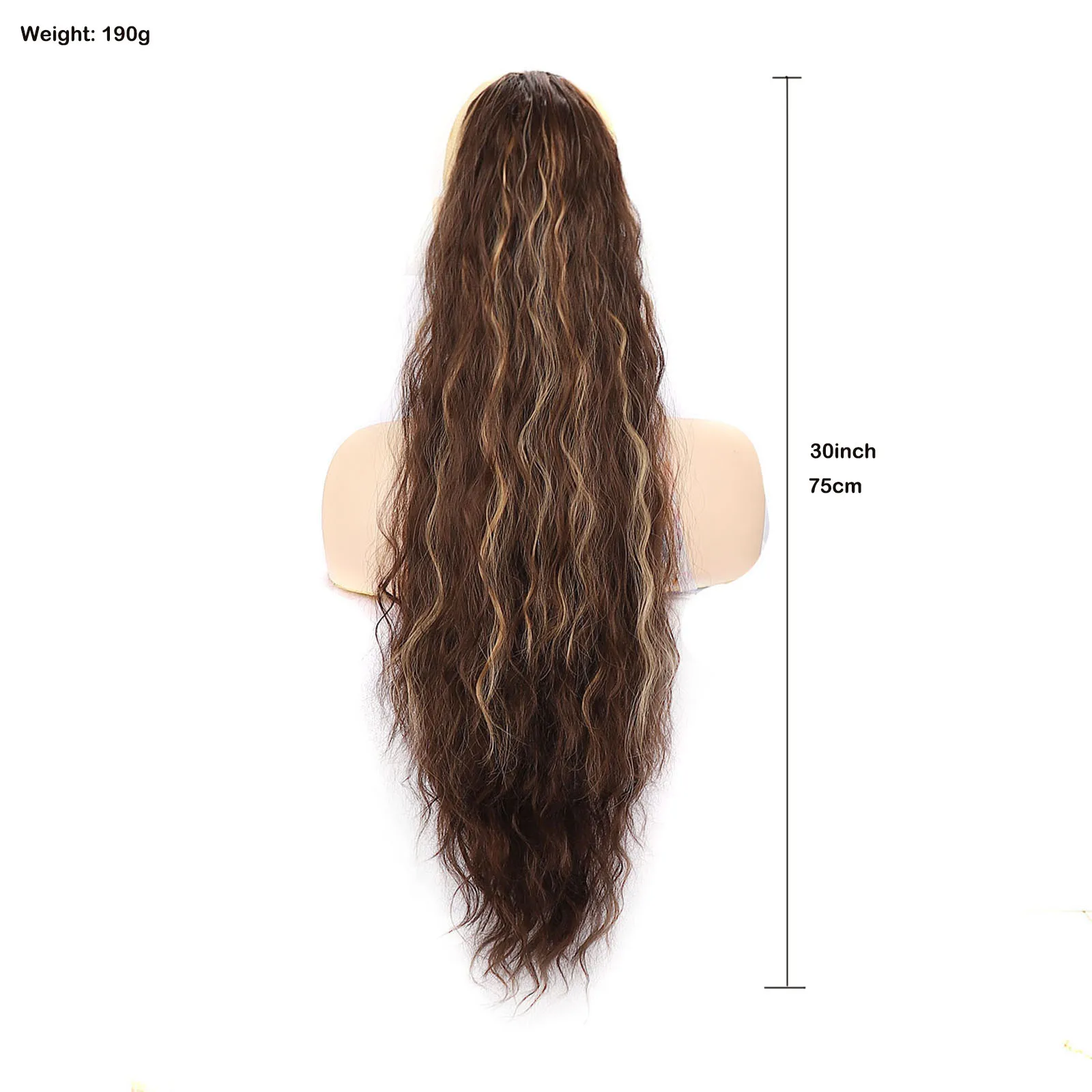 Zolin Drawstring Ponytails Hair 30Inch Long Curly Fluffy Ponytail Synthetic Hairpiece for Daily Style Natural Looking