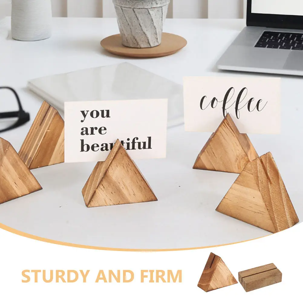 10 pcs Holder Card Display Office Halloween Christmas New Year Business Card Holder Desk Card Holders Desktop Card Holder Wooden