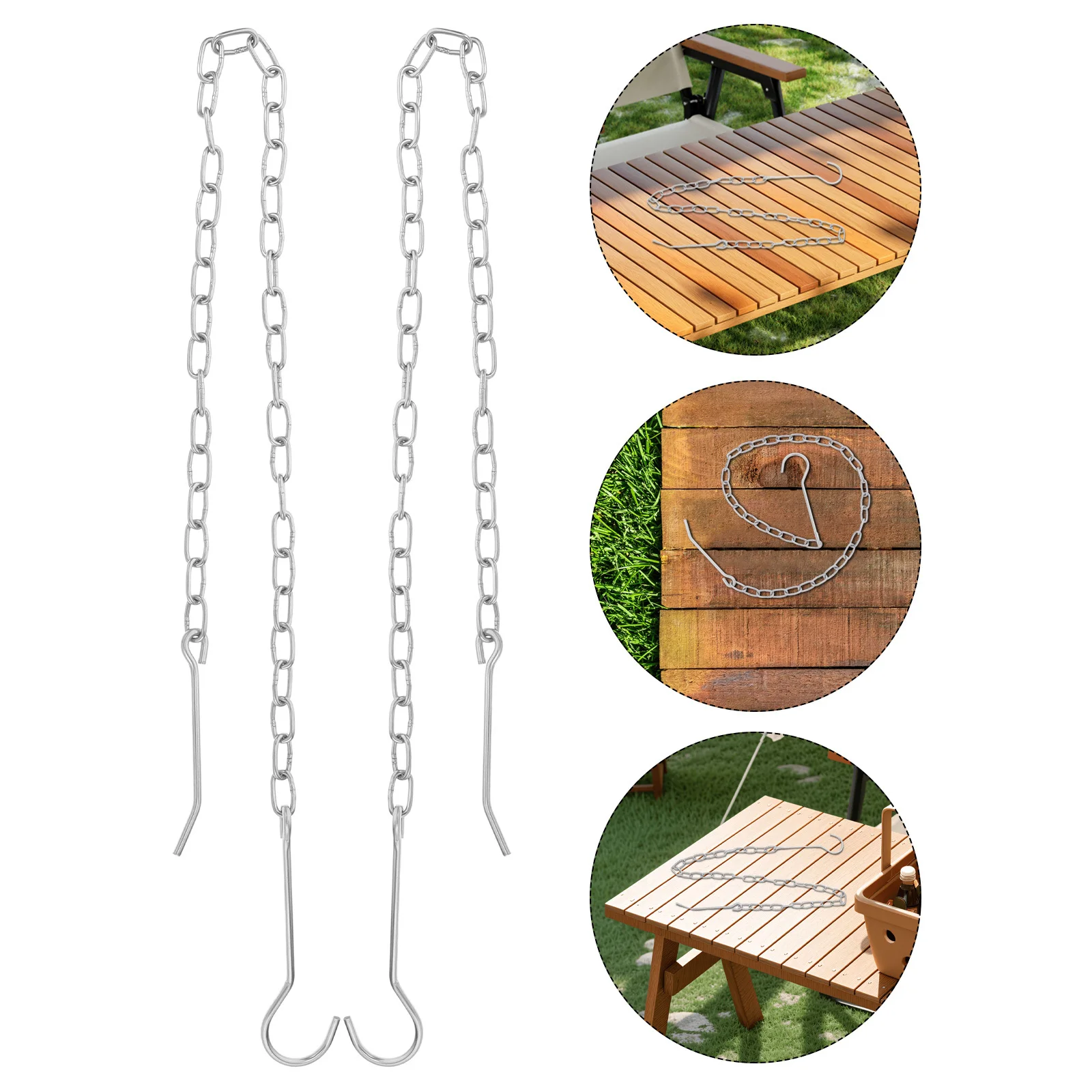 

2Pcs Stainless Steel Outdoor Hanging Chain Double-End Hook Camping Cookware Hanger Chain Outdoor Tripod Hook