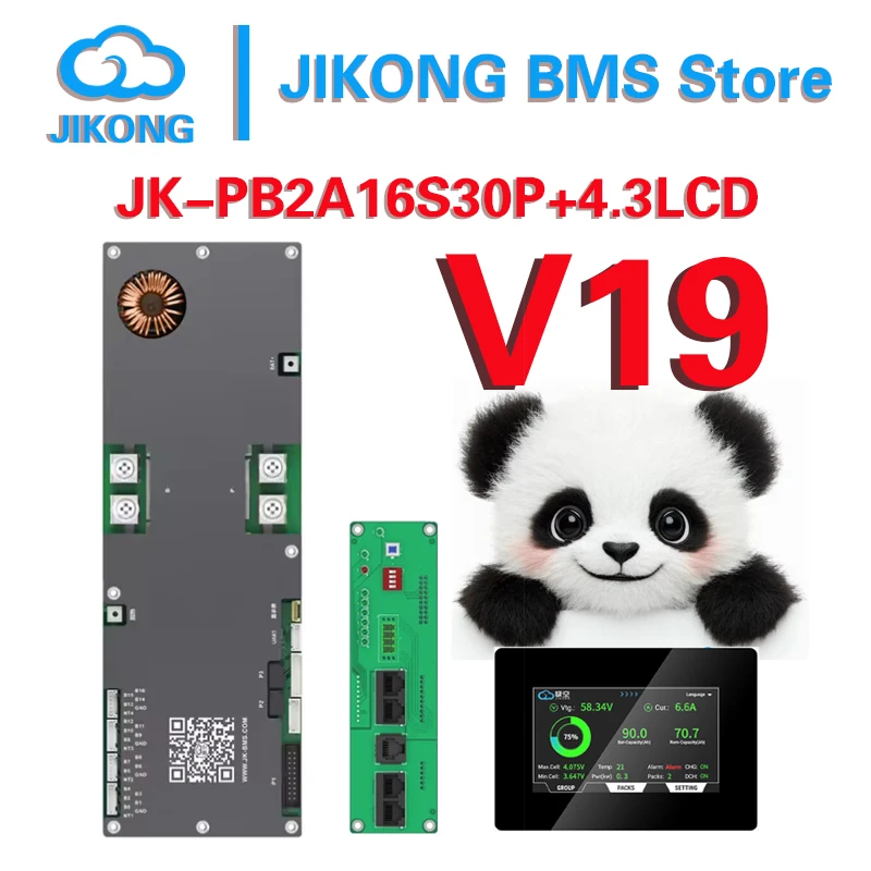 

Инвертор JIKONG JKBMS V19 BMS JK-PB2A16S20P + 4,3LCD 16S 48 В lifepo4 батарея Smart Active Balance 2A
