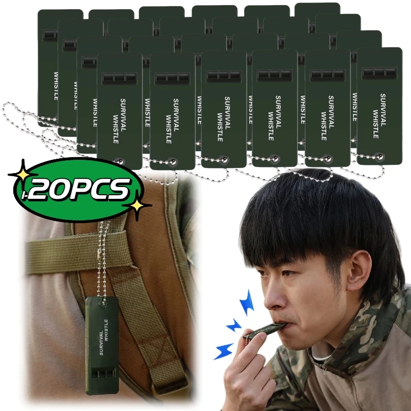 

1-20 шт. свисток для выживания, аварийный свисток с высоким децибелом для кемпинга и пешего туризма, 3-частотный дизайн, громкий инструмент для охранной сигнализации