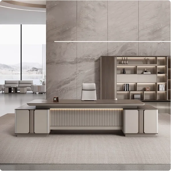 

Простой модный деревянный офисный стол Boss L-образной формы, современная президентская настольная мебель с выдвижным ящиком