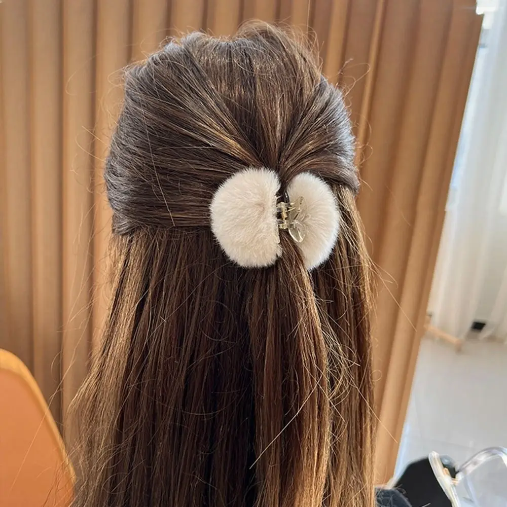 Cute Little Hairpin Rex Rabbit Hair Hair Claw Korean Autumn And Winter Cherry Small Hair Clip Plush Hair Accessories